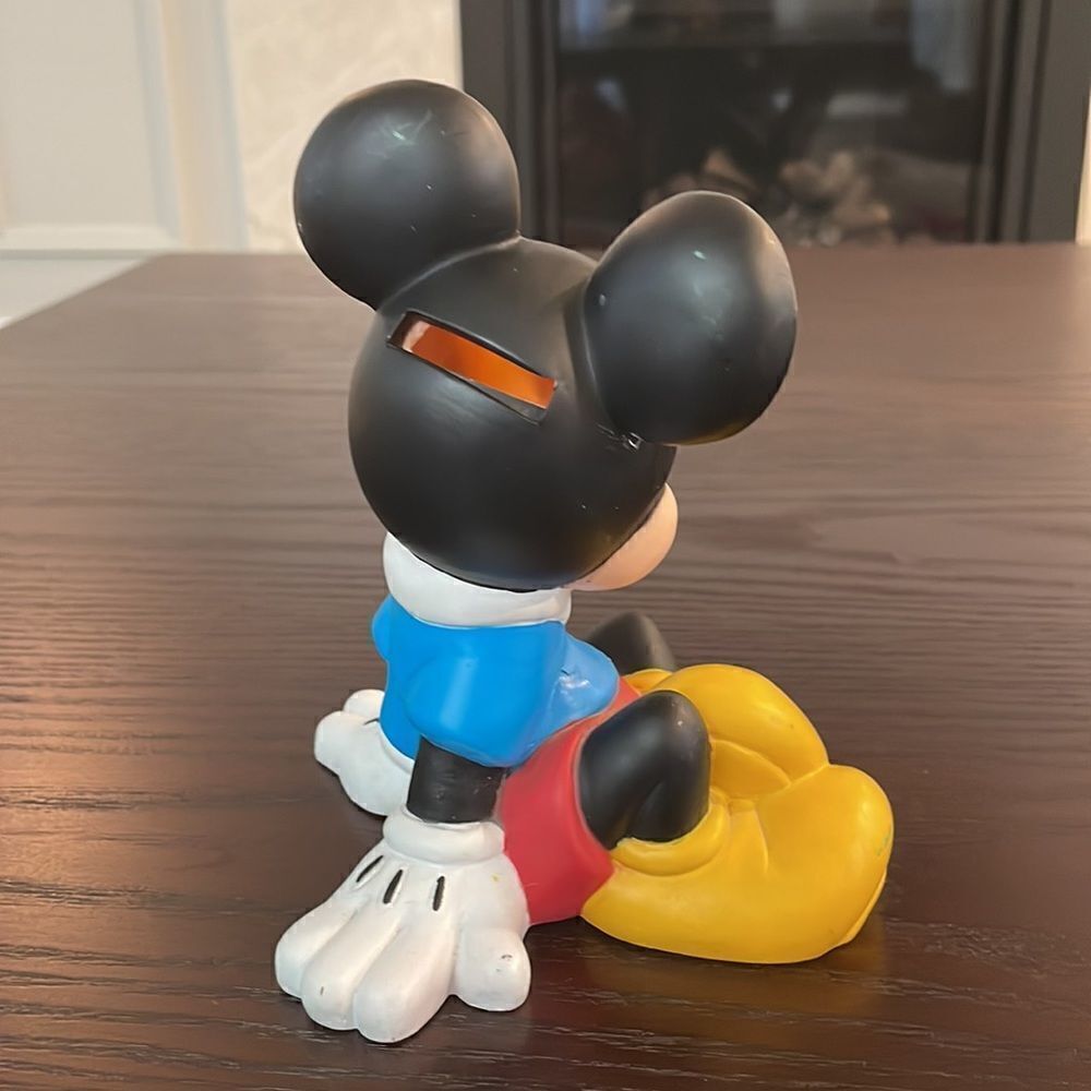 Mickey Mouse Coin Bank, Vintage Mickey Piggy Bank, Walt Disney Plastic Coin Bank - Picture 3 of 5